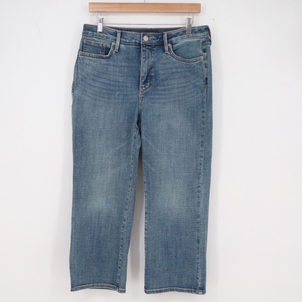NYDJ Capri Womens 8 Joni Capri Blue Lift Tuck Straight Leg Denim Excellent